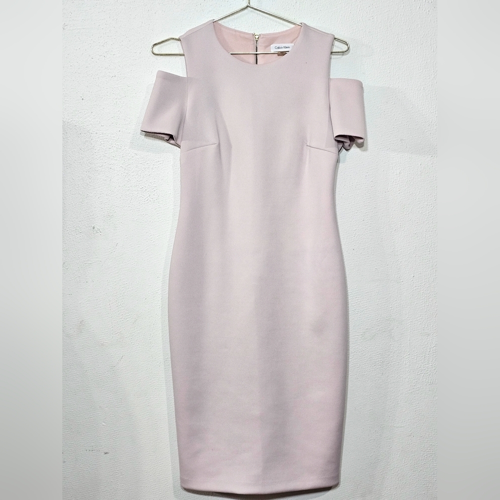 Calvin Klein Blush Pink Off-Shoulder Midi Dress Sz 4 Womens